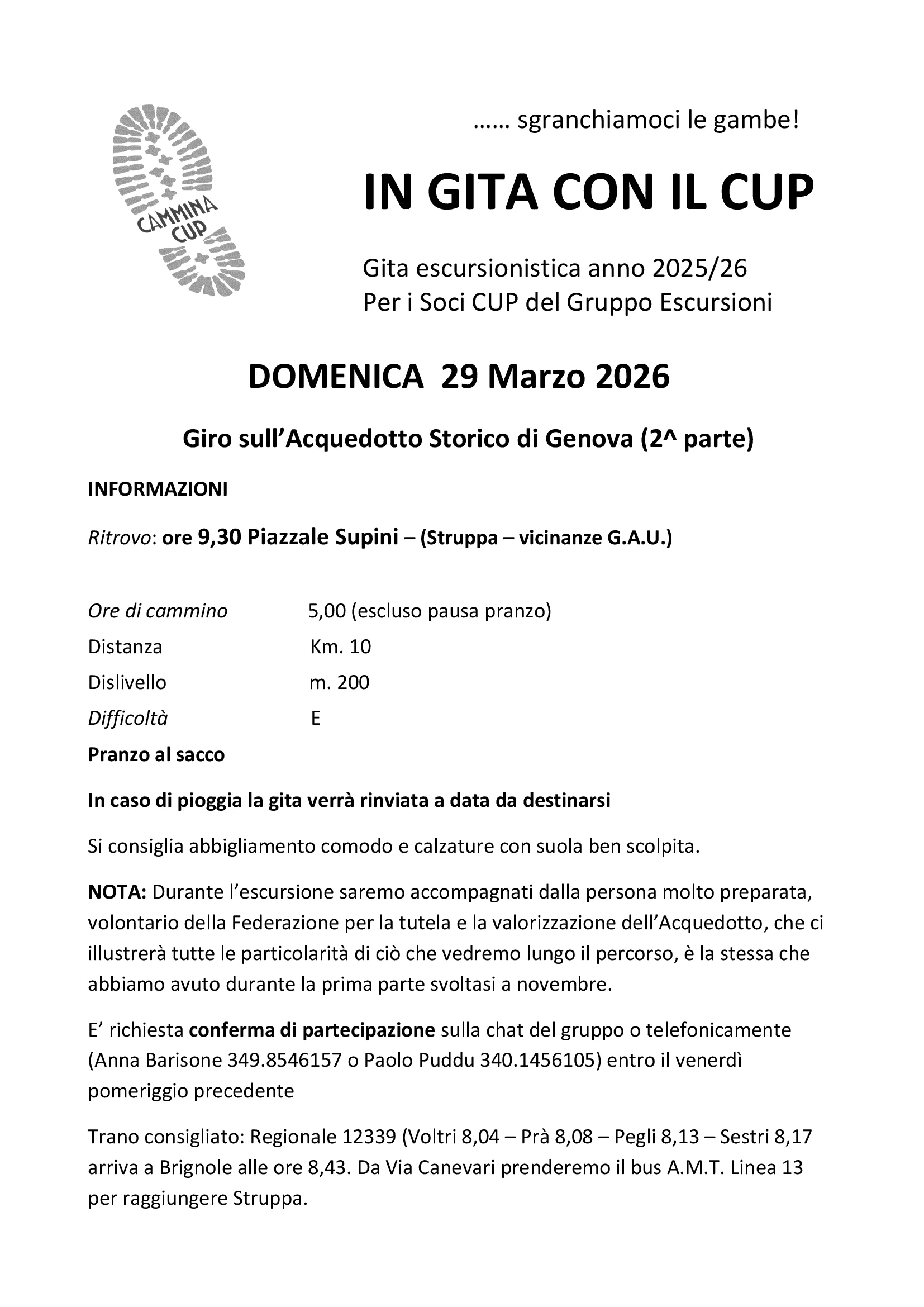Locandina Escursione 15 febbraio 2026 Monterosso