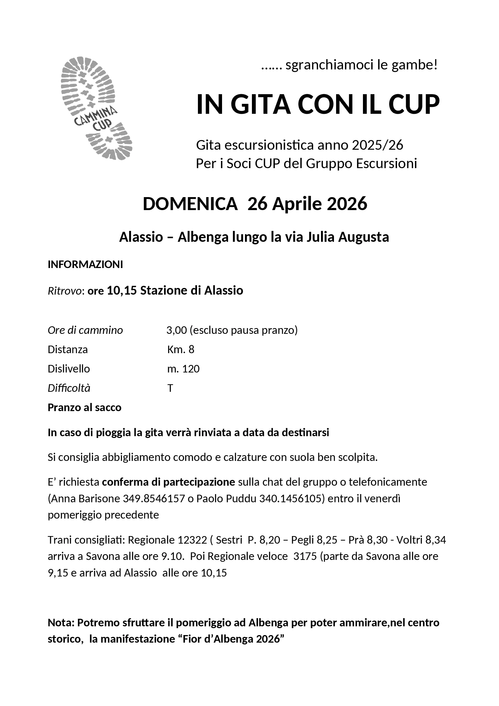 Locandina Escursione 15 febbraio 2026 Monterosso