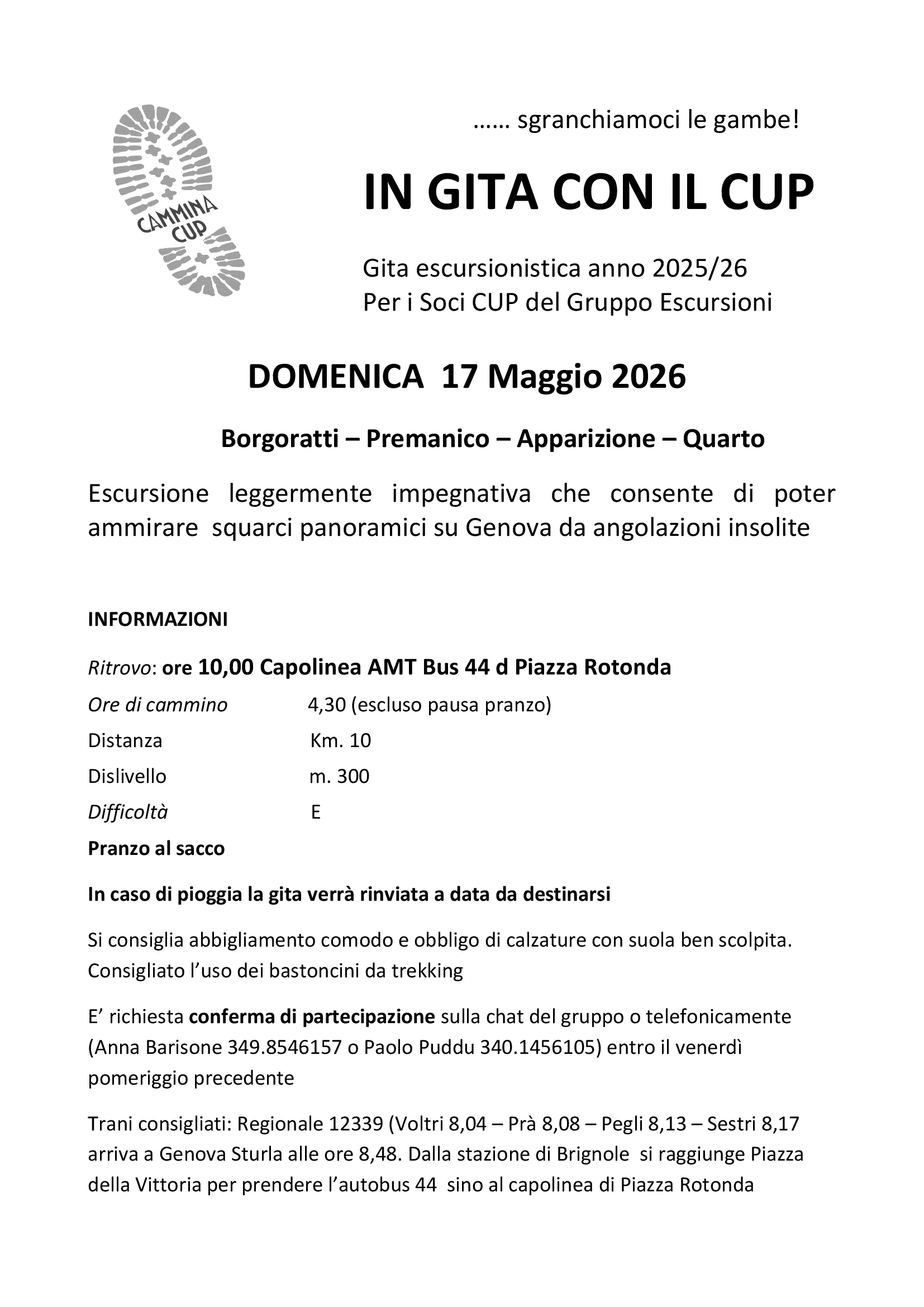 Locandina Escursione 15 febbraio 2026 Monterosso